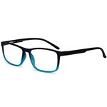 Aferlite® Unisex Zero Power Computer glasses CR 39 Lens Blue Block TR90 Frame Rectangular| Matt Gradient Turquoise | Medium