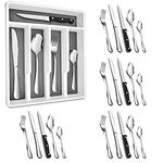 30 Piece Cutlery Set with Steak Knives and Utensil Drawer Organiser, Homikit Stainless Steel Knives Forks Spoons Silverware Set for 6, Ideal for Home Kitchen, Mirror Finished, Dishwasher Safe