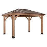 Backyard Discovery Barrington Gazebo | Shelter For Garden, Patio, Veranda, Wooden Frame, Heavy Duty Steel Roof, All Weather Hard Top Gazebos, 100% Cedar Wood | 4.8m x 3.6m (16ft x 12ft)