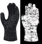 Oeyliz Reflective Winter Running Gloves Men Women Reflective Gloves Touch Screen Cold Weather Black Winter Gloves Knit Warm Gloves High Visibility Safety for Night Running Walking Fishing One Size