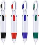 Abaokai 4 Pack 1.0 mm 4-in-1 Shuttle Pens Retractable with Carabiner Keychain On Top, 4-Color Retractable Multicolor Ballpoint Pens for Office School Supplies Students Children Gift