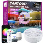 Tantour 66FT WiFi Outdoor Led Strip Lights Waterproof, IP67 RGB Waterproof Led Light Strip Sync Music with Smart APP Remote Control, Permanent Outdoor Lights for House, Gazebo, Deck, Party