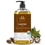 AVD Organics Castor Oil for hair | 236 ML 100% Pure USDA Certified Organic Castor Oil | for Hair Growth Big Bottle with Pump (8 oz)