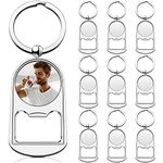 10 Pieces Sublimation Blanks Keychains Metal Bottle Opener Blank Key Rings Aluminum Heat Transfer Rectangle Sublimation Keychains for Man Boyfriend Husband Custom Personalized Sublimation Photo