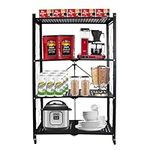 VEPRIMIN 4 Tier Foldable Storage Shelf - Metal Storage Rolling Cart, Freestanding Shelving Unit with Wheels, Heavy Duty Organizer Rack for Kitchen, Garage, Basement