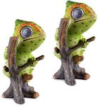 Chameleon Solar Garden Decorations Figurine | Outdoor LED Decor Figure | Light Up Decorative Statue Accents for Yard, Patio, Lawn, Balcony, or Deck | Great Housewarming Gift Idea (Green, 2 Pack)