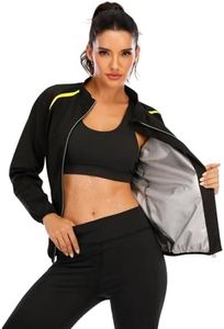 LAZAWG Sauna Suit for Women Zipper Fitness Slimming Long Sleeve Workout womens Body Shaper Jacket Running Exercise Gym