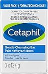 Cetaphil Gentle Cleansing Bar (3-Pack), 127g - Hydrating Foaming Face and Body Wash - For Sensitive Skin - Soap Free, Hypoallergenic - Dermatologist Recommend