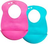 Tommee Tippee Easi-Roll Up Bib, BPA-free Crumb & Drip Catcher, Pink & Blue/Pink & Purple, (Colors May Vary) (Pack of 2)