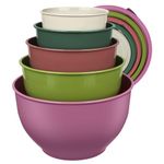 Greentainer Plastic Mixing Bowl Set with Lids for Kitchen, Nesting Storage Bowls for Baking, Prepping,Cooking and Serving Food, Dishwasher, Microwave Safe,Great for Mixing & Serving (5pcs Purple)