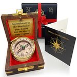 The Dream Chaser Compass in Wooden Box - Graduation Gifts for Him, Birthday Gifts for Men, Son, Husband - Inspirational, Motivational, Christmas, 2024 Unique Office Decor - Greeting Card Included