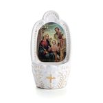 Porcelain Holy Family Catholic Holy Water Font for Entrance of Home Church Wall Hanging Decor Great Gift for First Communion, Confirmation, or New Home, Catholic