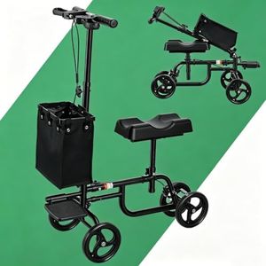 SaftSpzre Knieroller Für Erwachsene, Rollator Mit Gepolsterter Knieauflage, Doppeltes Bremssystem Und Abnehmbare Tasche, Gehhilfe Für Bein-, Fuß- Und Knöchelverletzungen 1