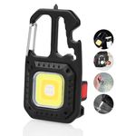 URAQT Mini LED COB Flashlight, 1000 Lumens 500mAh 7 Light Mode Upgraded Handheld Keychain Torch, Work Multifunctional Emergency LED Keyring Flashlight Rechargeable with Window Breaker Bottle Opener