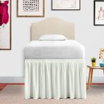 Dorm Bed Skirt for College Students- Extra Long Bed Skirt Twin XL Dorm 3 Panels- 100% Microfiber Bed Skirts- Ruffle Bed Skirt for College Dorm Rooms Twin XL - 42 Inch Tailored Drop (Cream)