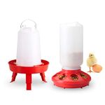 Sykria Chick Feeder and Waterer Kit, Automatic 1.5L Chick Waterer and 1L Chick Feeder for Poultry Farm Chick