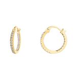 PAVOI 14K Gold Plated 925 Sterling Silver Post Cubic Zirconia Hoop Earrings | Small Yellow Gold Hoops