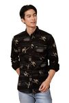 Majestic Man Printed Slim Fit Casual Shirt for Men (Black, Medium)