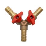 Supertool Y 3 Way Hose Connector Separator Brass Zinc Alloy 8mm/10mm Ball Valve for Water, Oil and Gas for Garden Watering (1PCS)