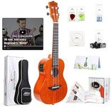 AKLOT Electric Acoustic Concert Ukulele, Solid Mahogany Ukelele 23 inch Beginners Starter Kit with Free Online Courses and Ukulele Accessories (AKEC23)