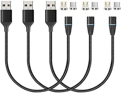 NetDot Gen12 3 in 1 Magnetic Fast Charging Data Transfer Cable Compatible with Micro USB & USB-C Smartphones and i-Product(1ft/3 Pack Black)