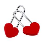 VeYocilk 2PCS 3.5" 50mm Love Lock Heart Padlock,Red Single Heart Wish Lock for Lovers Wedding, Valentines, Anniversary, Travel, Valentines Day(NO Key)