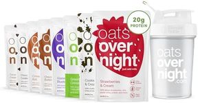 Oats Overnight - Party Variety Pack (8 Meals PLUS BlenderBottle ) High Protein, Low Sugar Breakfast Shake - Gluten Free, Non GMO Oatmeal (2.7oz per meal) Strawberries & Cream, Green Apple Cinnamon & More.