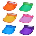 Pack of 6 Sun Visor Hat Women Men Pub Golf Visor Golf Hats Clear Sun Visors for Women Head UV Protection Hat Adjustable Visors Sunhat Candy Colored Headwear for Party Tennis Outdoor Beach