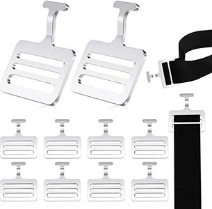 Fabbay 12 Sets Shoulder Pad T Hook with Elastic Strap, Include Silver Metallic Football Pad T Hook and Football Pad Strap for Youth Adult Football Shoulder Pad Straps (1.5 Inch)