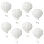 8PCS Hanging White Hot Air Balloon Paper Lanterns Set, 12 inch Reusable Derorative Chinese Japanese Party Ball Lamps for DIY Craft Lantern Home Decor Party Decoration Gift