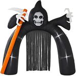 Large Inflatable Halloween Decoration Party Light Up Pumpkin Ghost Witch Sign (12ft Grim Reaper Arch)