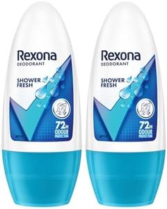 Rexona for Female Shower Fresh Underarm Roll On Deodorant + Antiperspirant With Glycerine, Removes Odour, Even Skin Tone,Keeps Skin Fresh & Clean, Alcohol Free, 50 Ml (Pack Of 2)