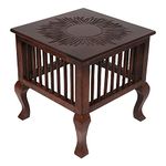 vudy Wooden Beautiful Handmade Stool for Sitting at Living Room, Office, Balcony Decor,Home Furniture can be Used as Side Table Antique Finish(Brown)