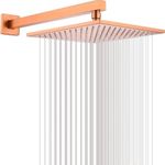 ZAP OHSQ65 360 Degree Rotation Rose Gold Square Overhead Shower SUS304 SS Anti-MIcrobial Silicon Nozzle, Ultra Thin & Lightweight (12x12 Inch Shower head with 15 inch Rod)