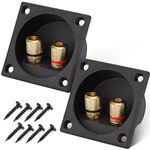 Facmogu 2PCS 2.2" Square 2-Way Speaker Box Terminal Cup with Banana Plugs, Screw Type Binding Post Subwoofer Box Speaker Terminal Plates for DIY Home Car Stereo Speaker & Subwoofer