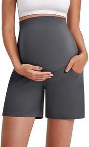 G4Free Maternity Workout Shorts with Pockets Loose Pregnancy Biker Shorts Over The Bump Yoga Active Wear (Dark Gray,S)
