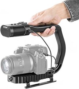 Video Handle Grip with Integrated Microphone for DJI OSMO, Sevenoak Universal Camera Handheld Stabilizer Built-in Stereo Mic for Skateboarding iPhone 11 X 8 8 Plus 7 7 Plus Smartphone GoPro Sony RX0