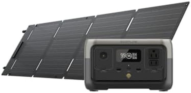 EF ECOFLOW Portable Power Station RIVER 2 with 60W Solar Panel, 256Wh LiFePO4 Battery/ 1 Hour Fast Charging, Up to 600W Output, Solar Generator for Outdoor Camping/RVs/Home Use