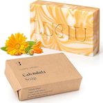 lubiu Calendula Soap - 100 g Natural Soap Bar for Sensitive Body Wash and Moisturising Hand Wash - also as Baby Soap Bar - Natural Body Soap Bar