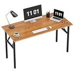 Need 47in Foldable Computer Desk Office Desk Folding Table Home Office Workstation Writing Table Study Desk, No Need to Assemble, 47"×15.7“, Teak&Black, AC5BB-40-CA