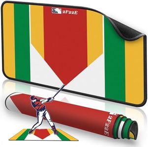 2F22E Extended Baseball Home Plate Mat with Color Highlights for Pitching and Hitting Practice,Rubber Home Plate Mat for Training