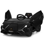 INFANS 12V Licensed Lamborghini Sian Kids Ride On Car with Parent Remote Control, Spring Suspension, MP3 Player, Electric Toy Roadster Carbon Fiber Textured for Toddler (Black)