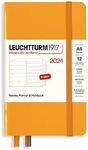 LEUCHTTURM1917 367740 Weekly Calendar & Notebook Pocket (A6) 2024, 12 Months, Rising Sun, English