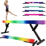 FC FUNCHEER 8FT Gymnastics Beam,Adjustable Balance Beam for Home Training,Gymnastic Training Equipment for Kids with Legs and Wheels (Rainbow)