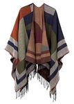 Urban CoCo Women's Printed Tassel Open front Poncho Cape Wrap Shawl (Series 8-Green)