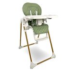 My Babiie MBHC11 Deluxe Highchair – Adjustable, 3 Recline Positions, 6 Height Settings, Removable Tray, Padded Seat, Foldable, for Toddler, from 6 Months to 3 Years (15kg) – Quilted Green