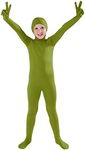 Full Bodysuit Kids Costume Open Face Spandex Stretch Zentai Child Suit, Olive Green, X-Large