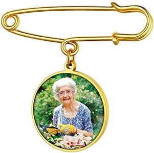 Custom4U Wedding Boutonniere Photo Charm Bouquet Pin Lapel Round Memorial Charms Funeral Boutonniere Mother of The Bride Groom Men Women