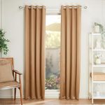 amazon basics - Room Darkening Blackout Door Curtains, 100% Room Darkening | 7 Feet |Set of 2| Plain Design | for Living Room and Bedroom | 115cmx210cm, Color- Gold
