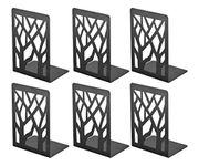 Book Ends, Bookends Heavy Duty, INNÔPLUS Book End Holder for Shelves, Metal Bookend (Black 3 Pair) for Office and School, Decorative Tree Unique Design Book Stopper for Gift, Book Binder and Dividers